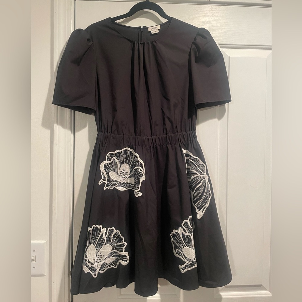Jason Wu Puff Sleeve Dress with Poppy Embroidery - Picture 2 of 9